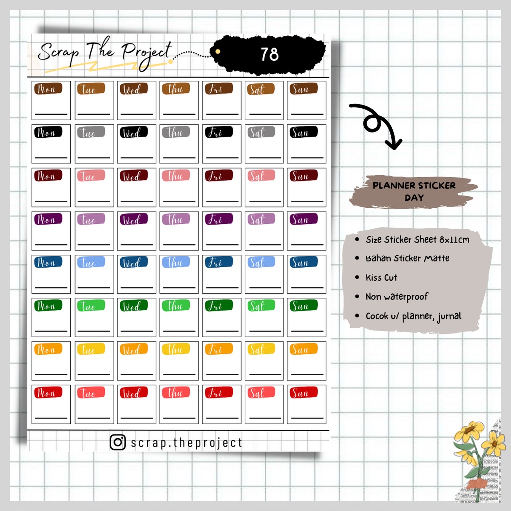 

STICKER PLANNER JOURNAL / DATE DAY DAILY STICKER / STP - 78