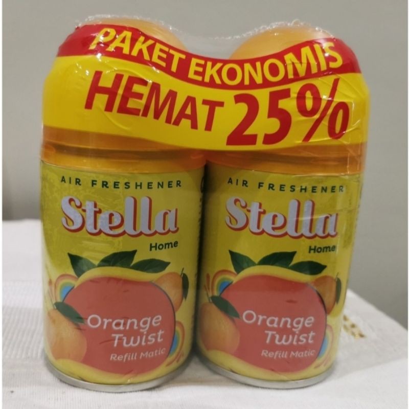 Stella Matic Refill 225 ml paket ekonomis ( 2x225ml) Pengharum Ruangan Pewangi Ruangan ( Orange )