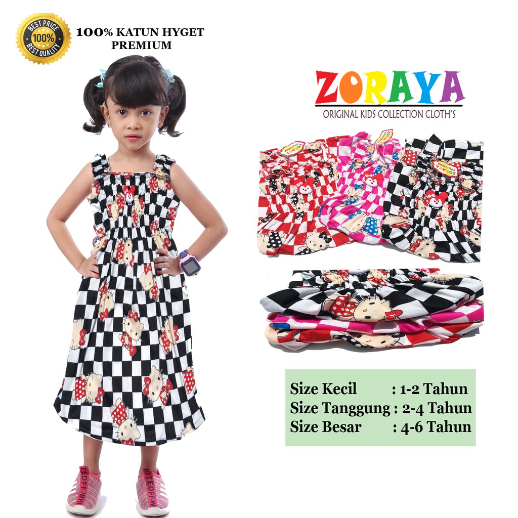  COD Daster Anak Perempuan Motif  Catur  Hello Kitty 1 2 3 