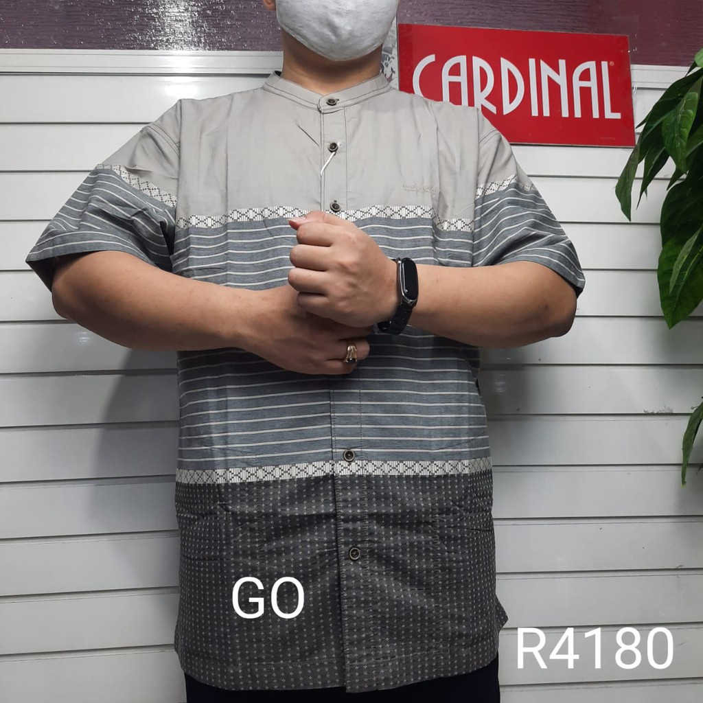 BB BIG SIZE CARDINAL KEMEJA KOKO Taqwa Pakaian Pria Baju Muslim Jumbo Lengan Pendek