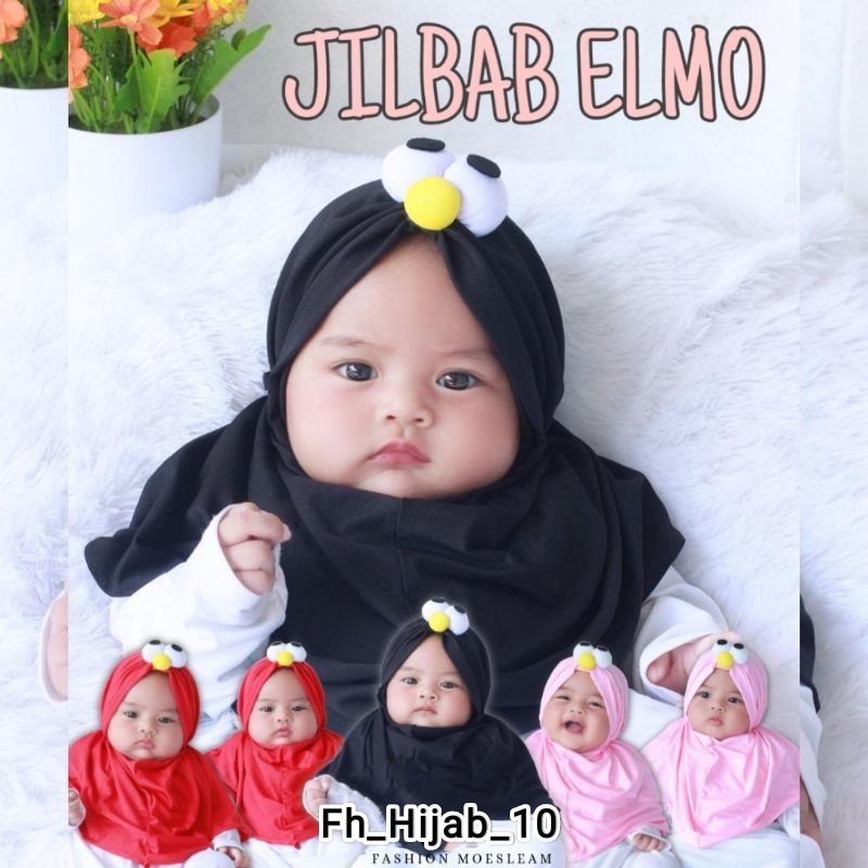 Jilbab Elmo Anak Instan 0-3 Tahun Jersey Ballon Premium |Hijab Bayi Tk Lucu |Kerudung Sekolah Baby Sd Perempuan Newborn