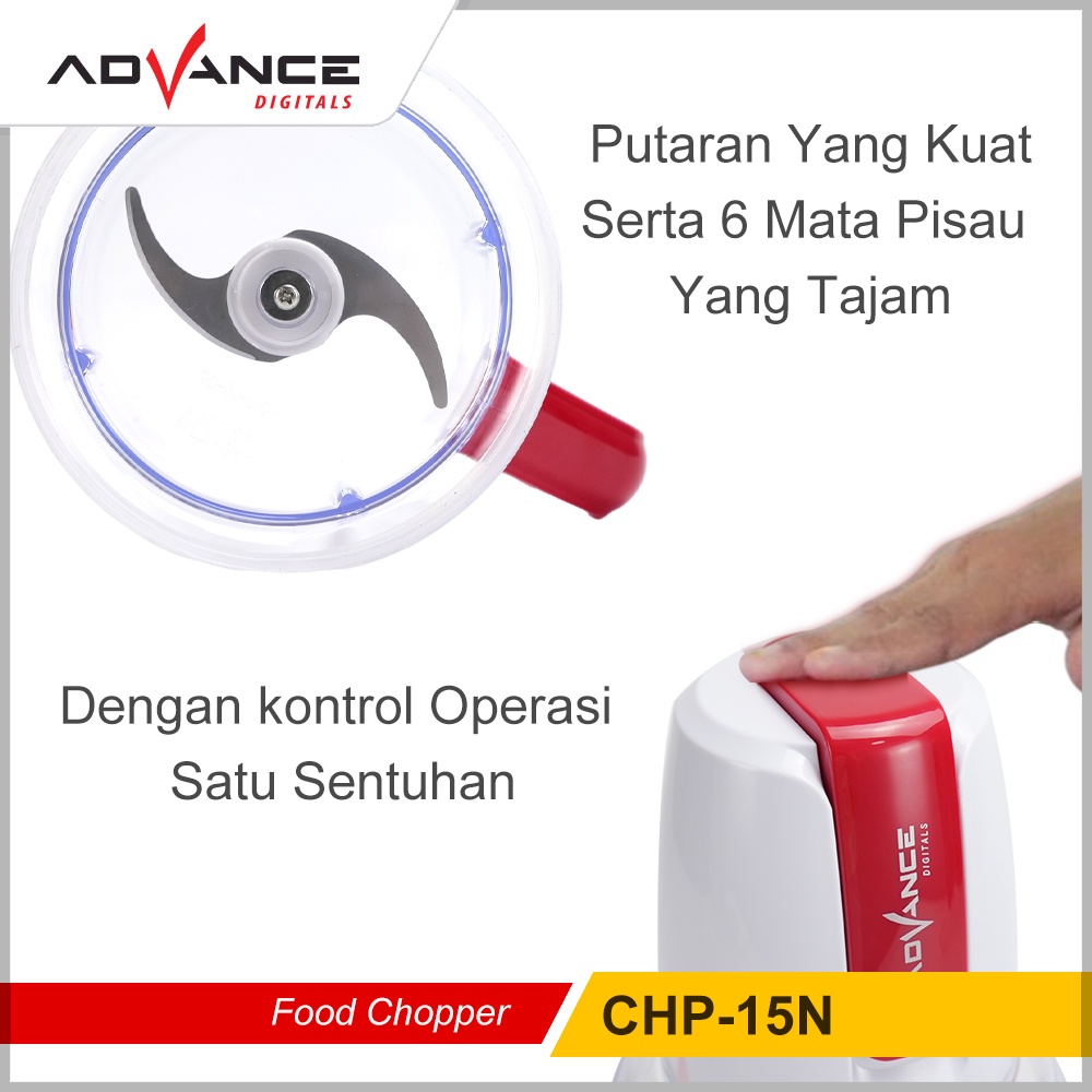 ADVANCE Food Chopper CHP-15 1,5L Elektrik Meat Gilingan Serbaguna Multifungsi Food Processor 6 Mata Pisau(beli 1 gratis 1)