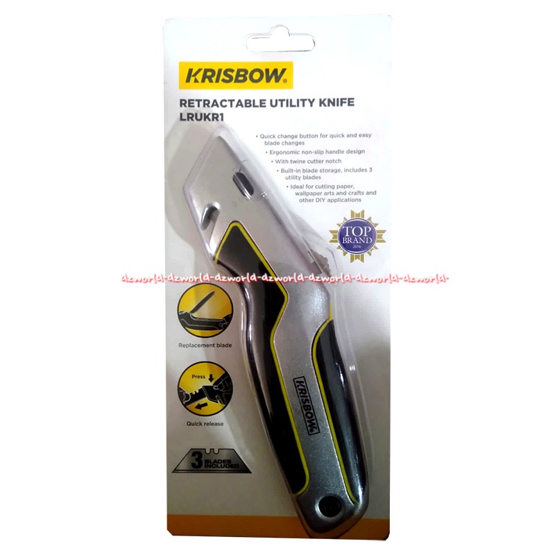 Krisbow Retractable Quick Change Utility Knife Pisau Cutter Carter Curter Retrac Table Kris