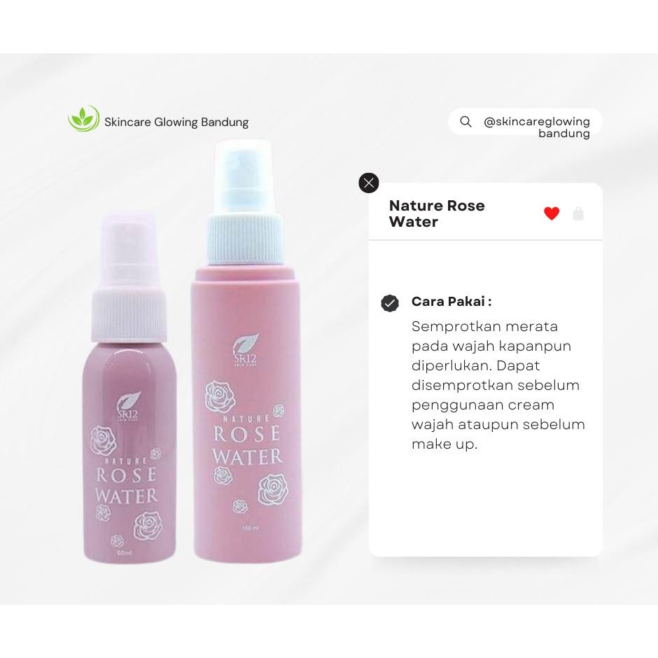 Nature Rose Water SR12 Facial Spray Air Mawar Membantu Make Tahan Lama Mencegah Penuaan Dini