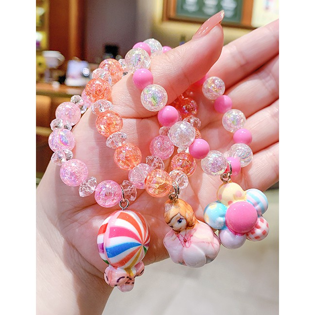 LRC Gelang Fashion Pink Princess [lightable] Resin Lollipop Princess Pentagram Childrens Luminous