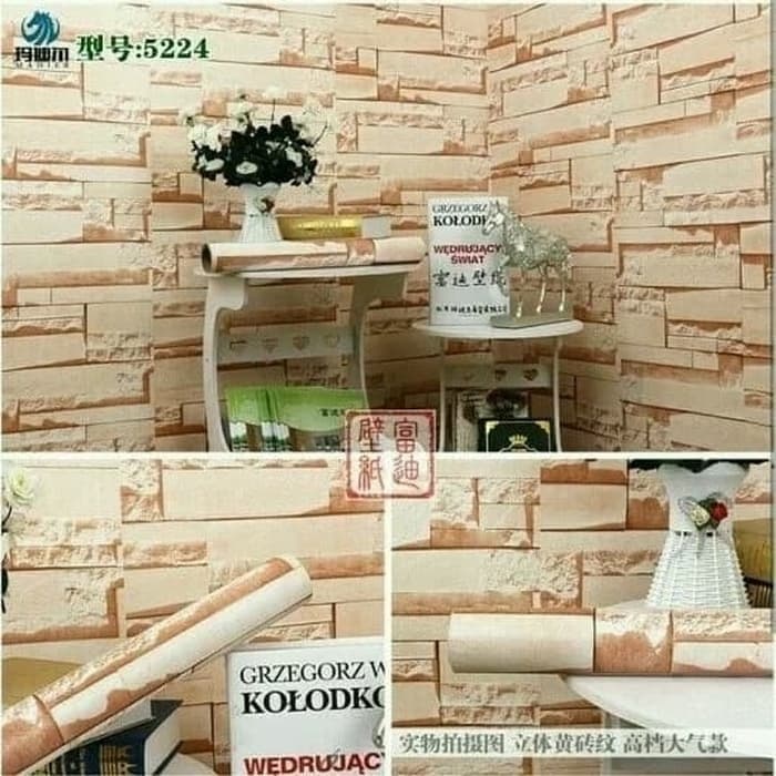 Wallpaper Sticker Dinding Batu Alam Cream 45cm x 10m