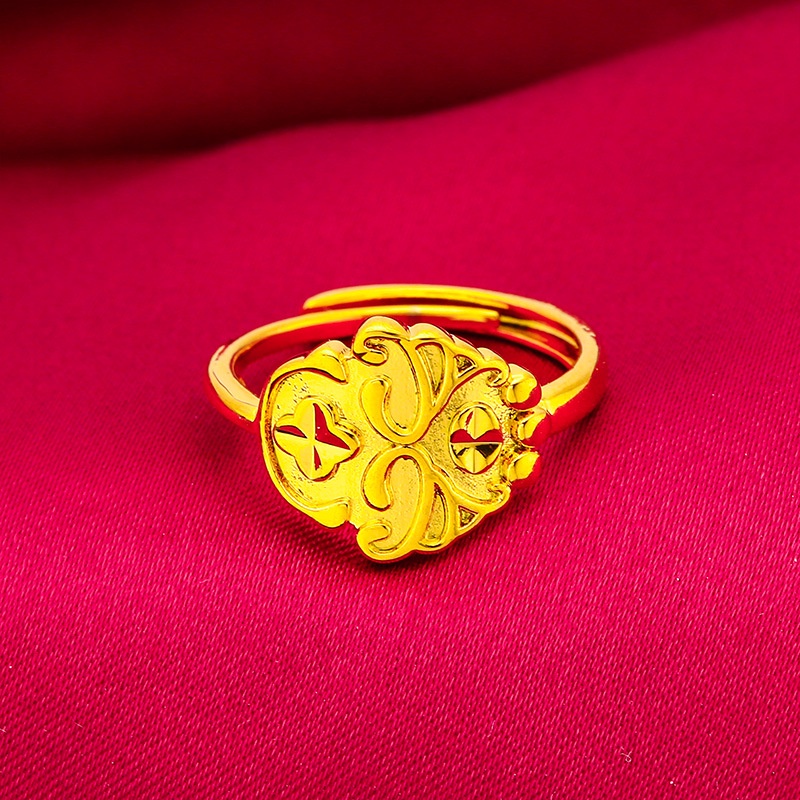 Goldkingdom Perhiasan Fashion Emas Asli Kadar 375 Bangkok Aksesoris Ready Stock Baru Cincin Wanita Yang Dapat Disesuaikan Desain Wajah Lebar Bentuk Pola Yang Murah Hati Sederhana Kaya