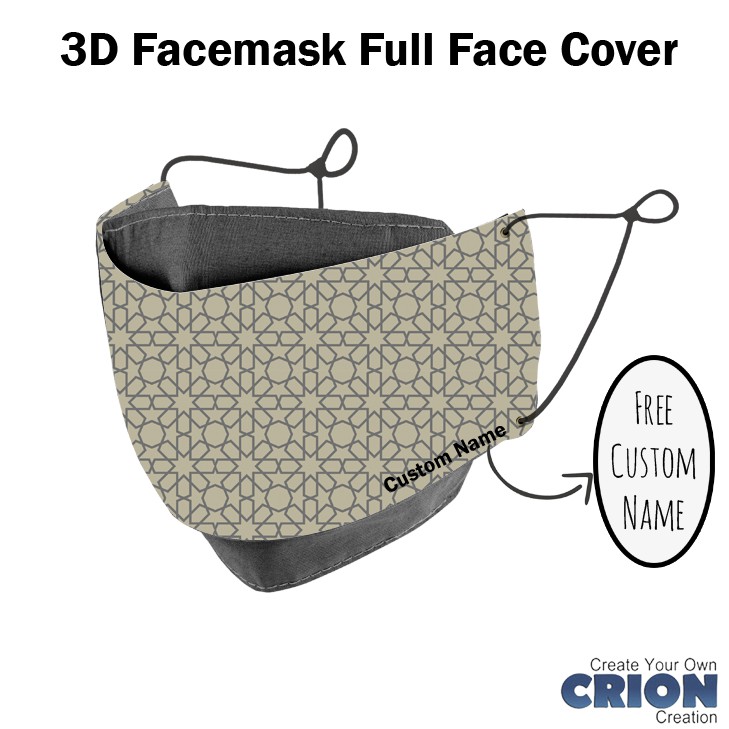 Crion - Masker 3d Full Face Cover Islamic Geometric Series - antibacterial