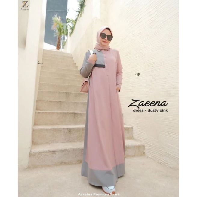 Gamis Zaeena Dress Muslim By Azzahra Premium / pakaian muslim perempuan / gamis wanita dewasa