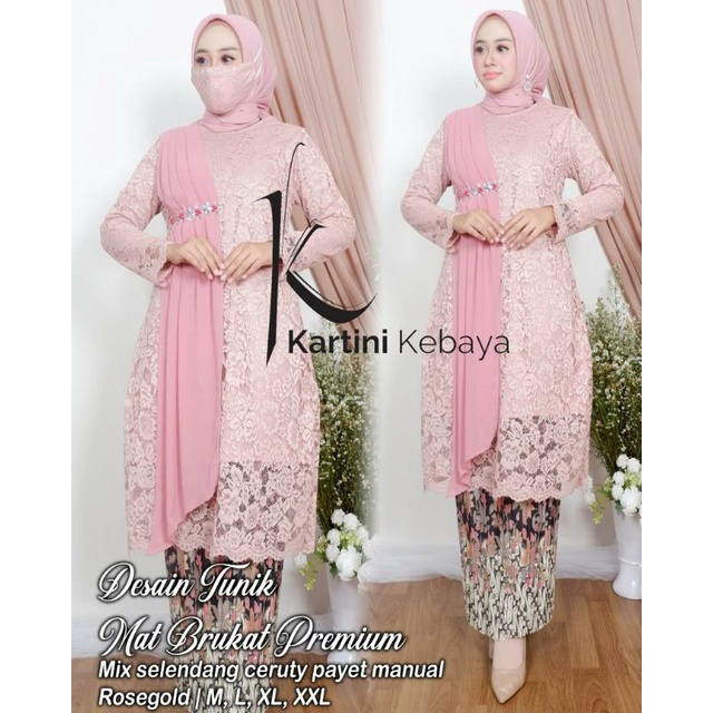 KEBAYA PESTA//SET KEBAYA TUNIK//TUNIK BRUKAT SELENDANG BY KARTINI