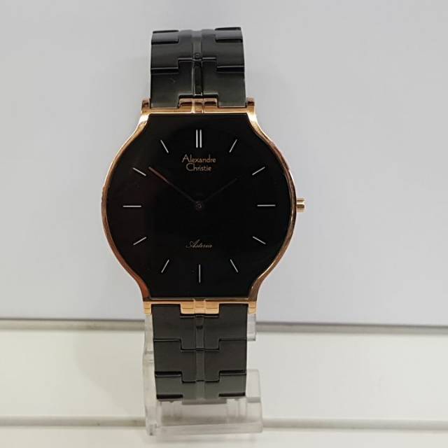 Jam tangan Alexandre Christie AC 8603 black rose gold original pria