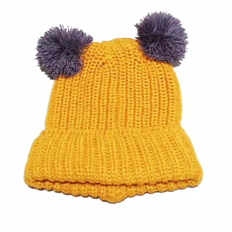 Topi Rajut Anak - Topi Pompom  Topi kupluk Wool Hangat Bayi