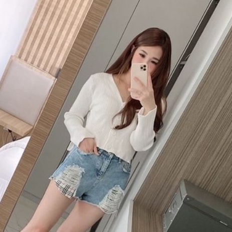 Celana Pendek Wanita import 1702 Ripped Short ndudshop Hotpants ( S M L )