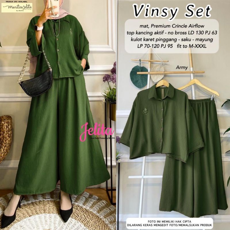 Vinsy Setelan by Jelita / One set jumbo / Setelan rayon crinkle