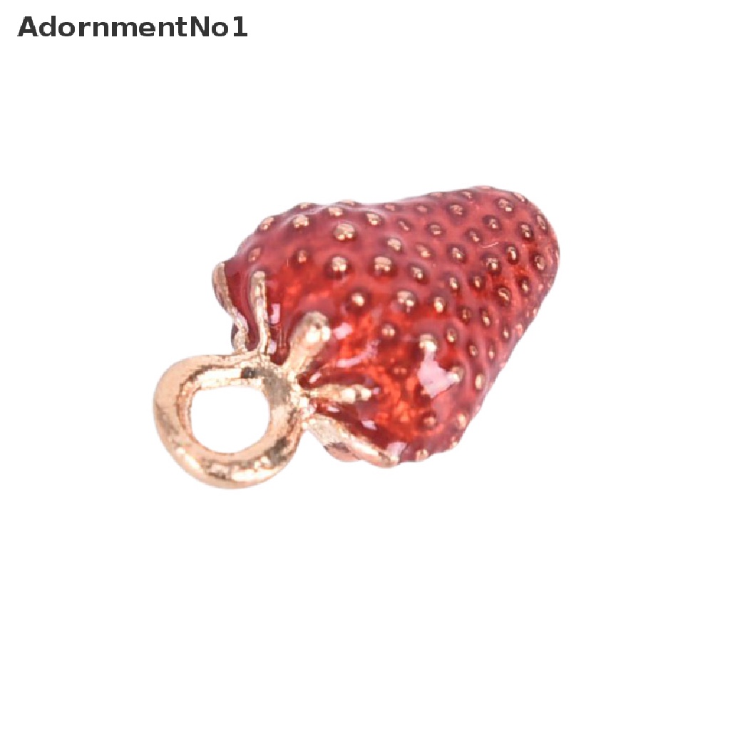 (AdornmentNo1) 10pcs / Set Liontin Enamel Bentuk Strawberry Bahan Alloy Untuk Kerajinan Tangan DIY