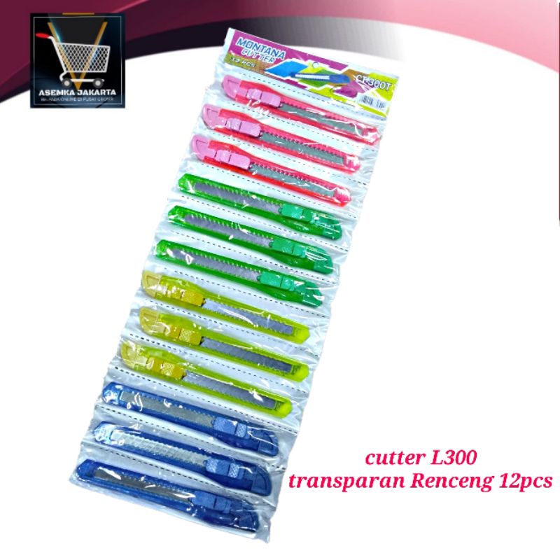 

[AJ] Pisau cutter Kater Kecil L300 Warna transparan (12pcs)