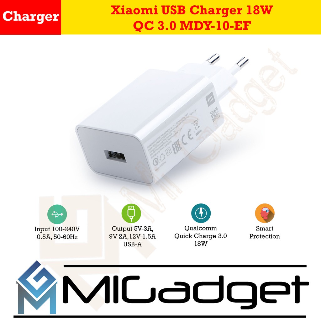 USB Charger 18W QC 3.0 MDY-10-EF Colokan Standar Indonesia