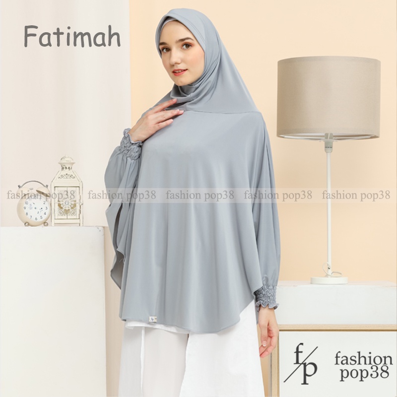 ORIGINAL khimar Fatimah Bergo lengan jilbab kombinasi tangan Bahan GOOD JERSEY-1