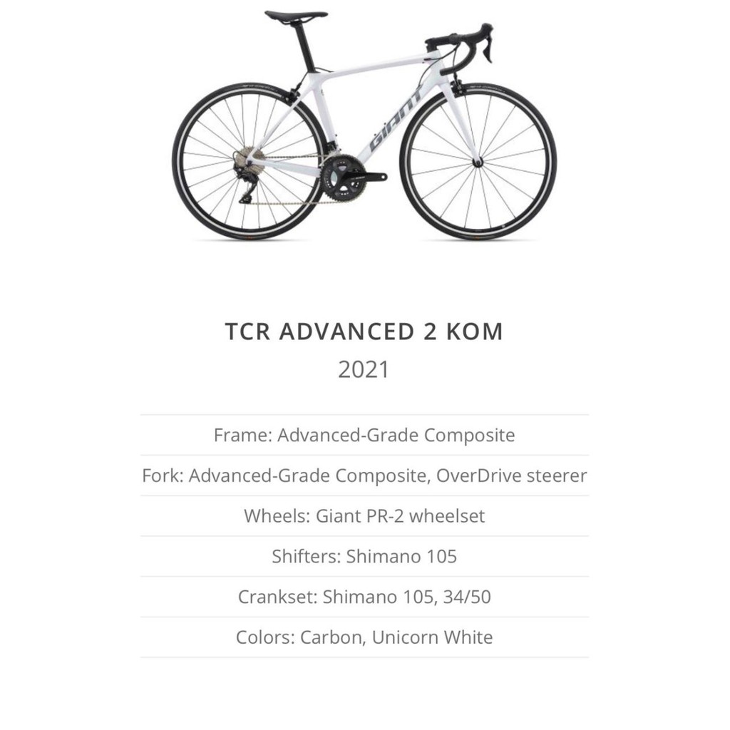 ROADBIKE GIANT TCR ADVANCED 2 KOM