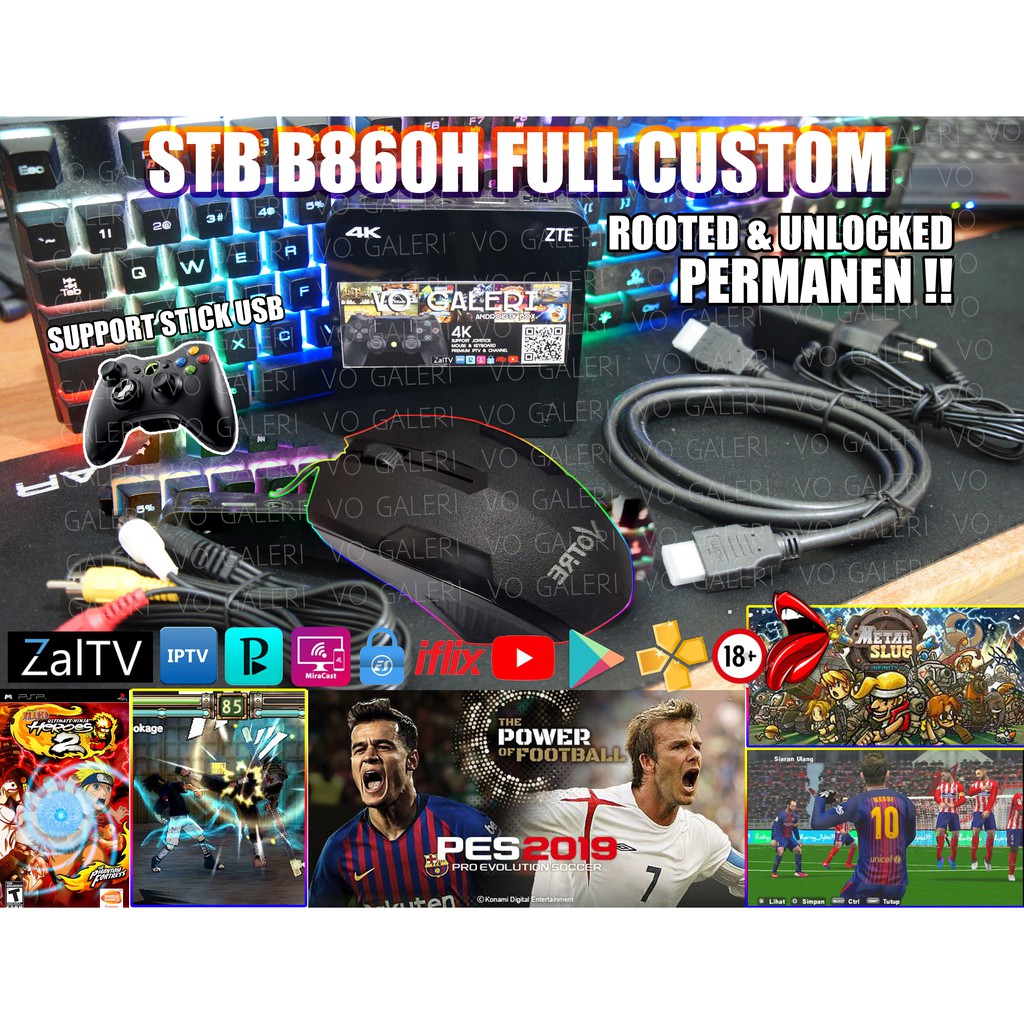STB Android TV Box - ZTE B860H Root Unlock Full Channels, Film, Apps, Adult - Paket Mouse