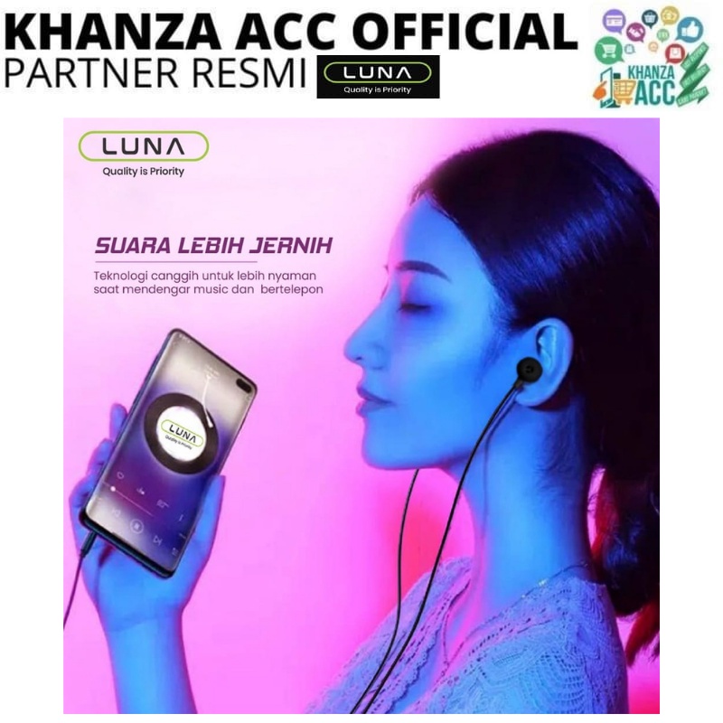 KHANZAACC Earphone LUNA E162 Wired Headset Super Bass In-Ear Original Murah