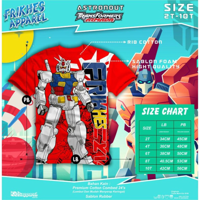 kaos astronot 2-10Th/kaos anak laki-laki/kaos robot