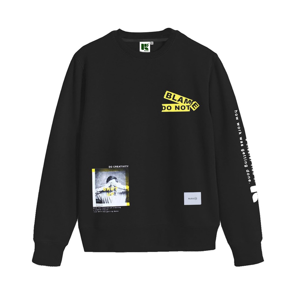 Dobujack Sweater Little Logo Abstract Black Crewneck