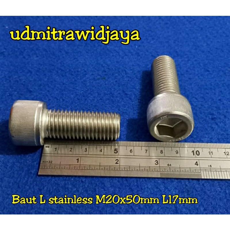 Baut L SS uk.30 M20x50mm stainless stell drat p. 2.50 / baut 30an SS / baut L SS dratt standart variasi baut anti karat baut gear depan rx king