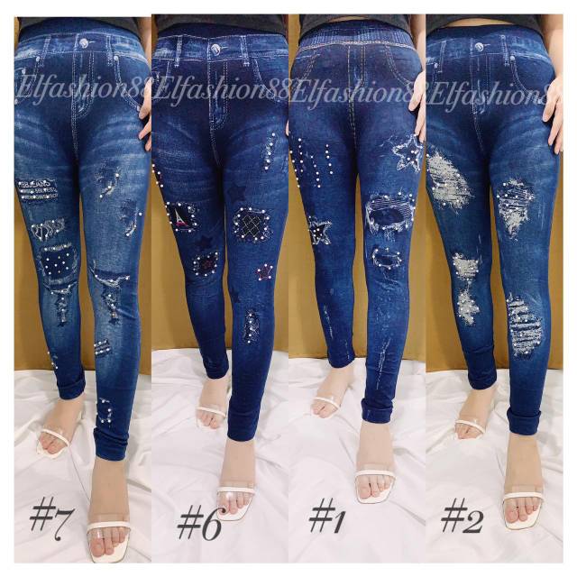 Elfashion Premium Legging Jeans Mutiara Tembak