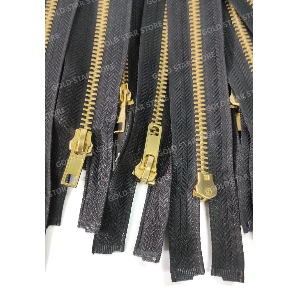 Resleting Besi Gigi EMAS No 5 Ritsleting Kuningan Gigi Besar Mas Gold Zipper Metal Zipper