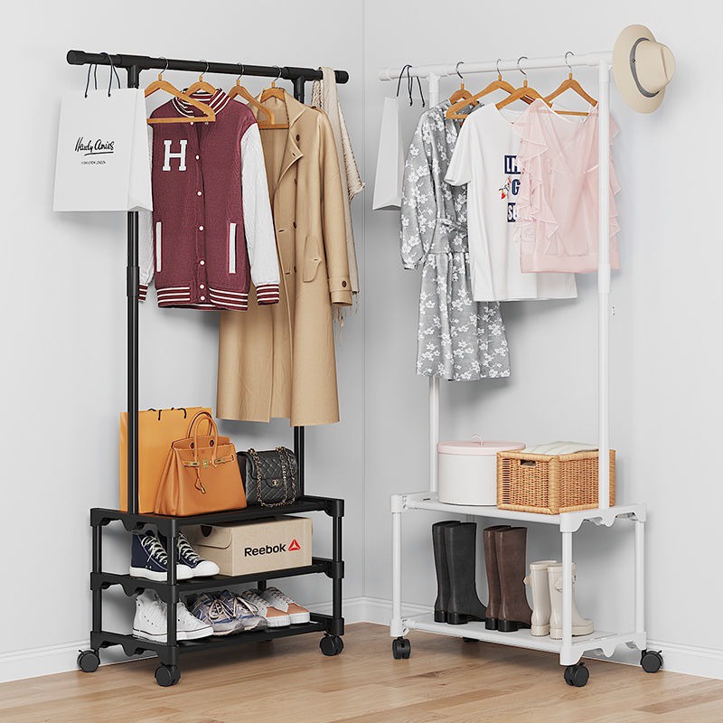 HOVELSHOP Standing Hanger Single Gantungan Baju Tas Aksesoris Rak Sepatu 3 Susun Portable