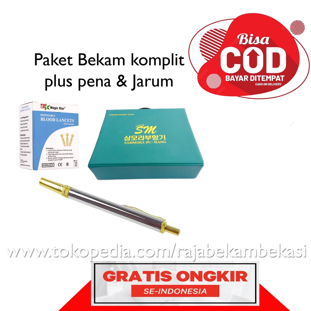 Paket Bekam Sammora 12 Kop Box Biru Plus Pena dan Jarum isi 100