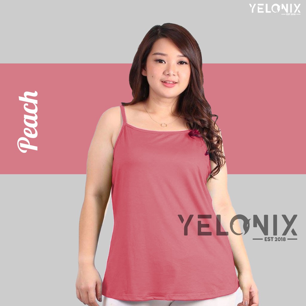 TANKTOP JUMBO POLOS  ( SOFT SPANDEK ) Ukuran Besar / Tank Top Wanita Tali Kecil Big Size - YELONIX