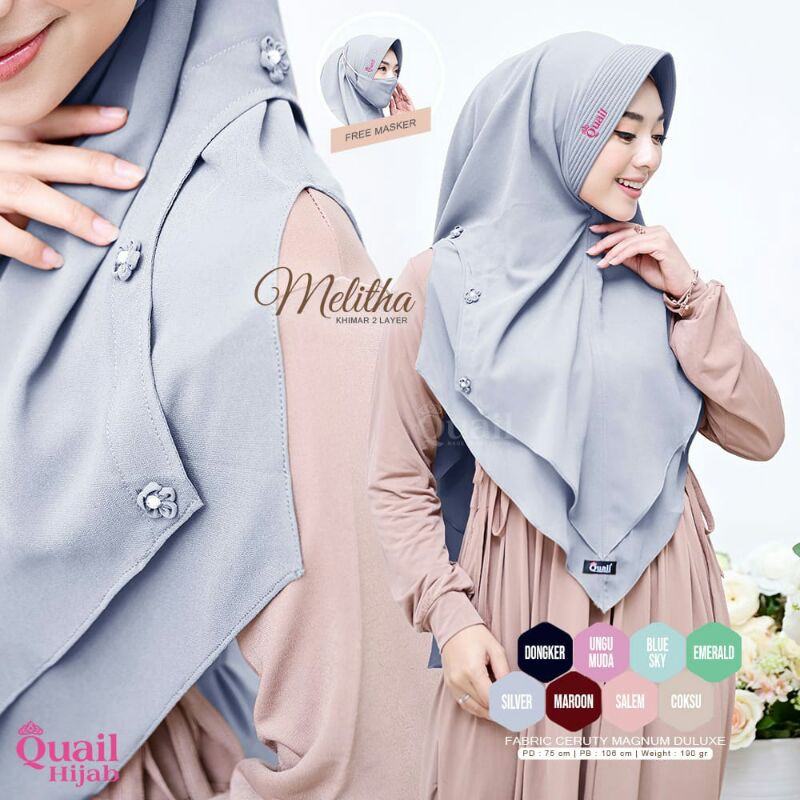 MELITHA KHIMAR 2 LAYER QUAIL HIJAB