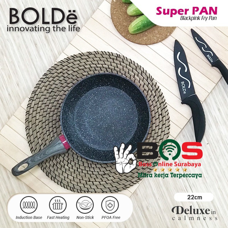 Bolde Frypan Super Pan 22 CM Blackpink Granite Keramik Anti Lengket