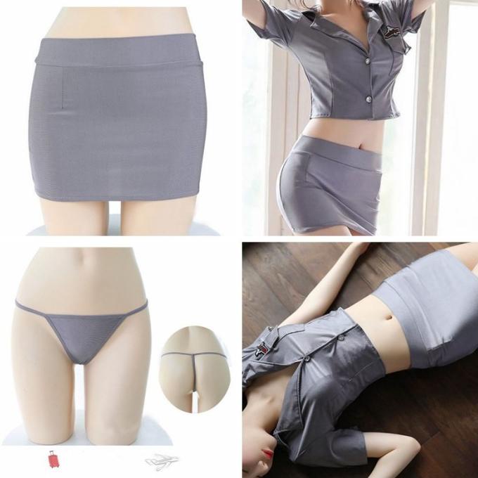 Lingerie Wanita Sexy Seragam pramugari Cosplay Set Pakaian dalam