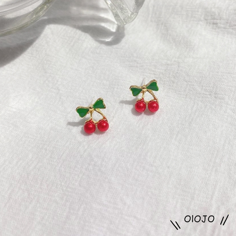 Hadiah Gadis Manis Drop Minyak Cherry Merah Anting-Anting Lucu Anting-Anting Merasa Manis Anting-Anting Fashion Korea Perhiasan Wanita-ol
