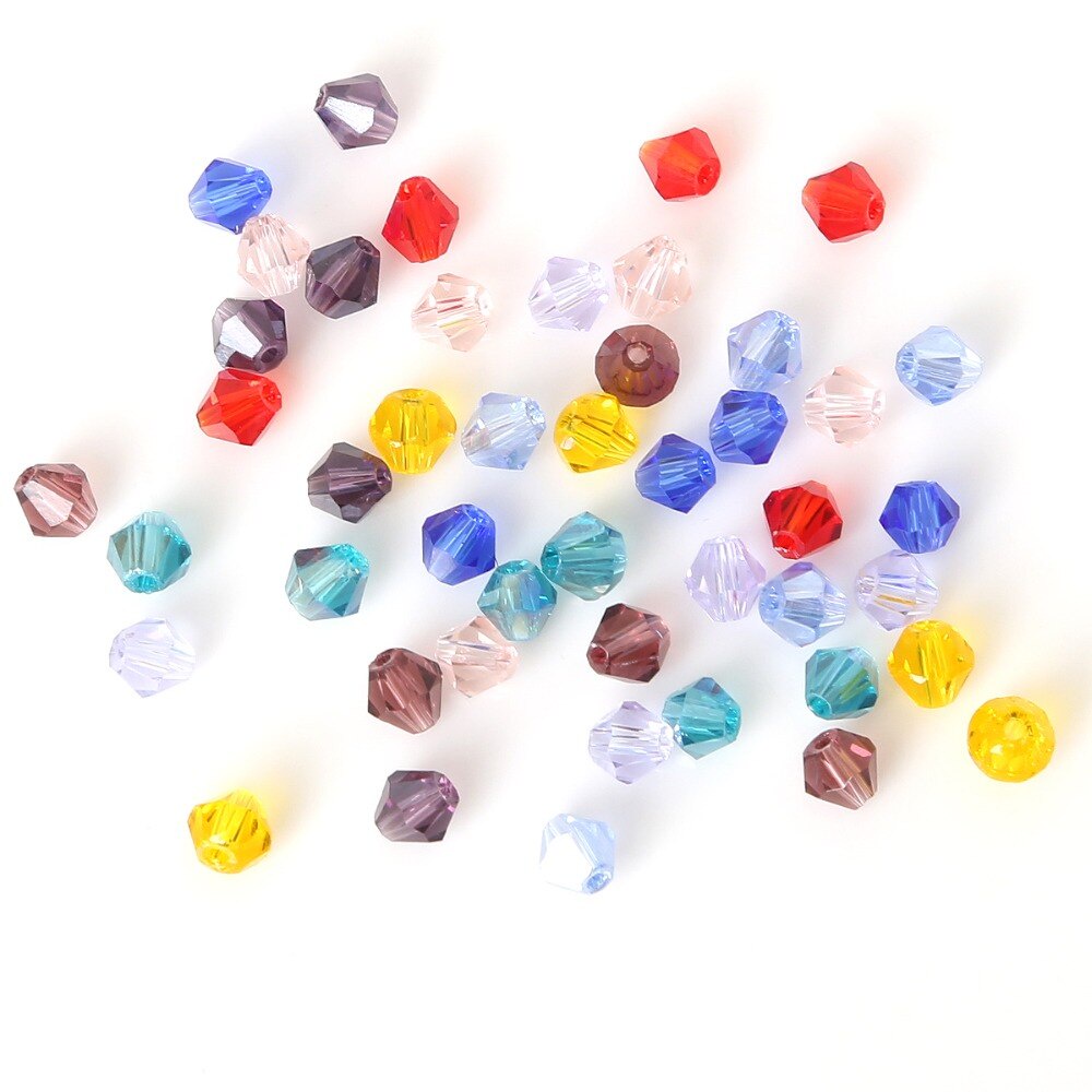 95pcs 4mm Manik-Manik Kristal Warna-Warni DIY Charms Glass Beads Faceted Loose Beads Untuk Membuat Perhiasan Anting Gelang Kalung