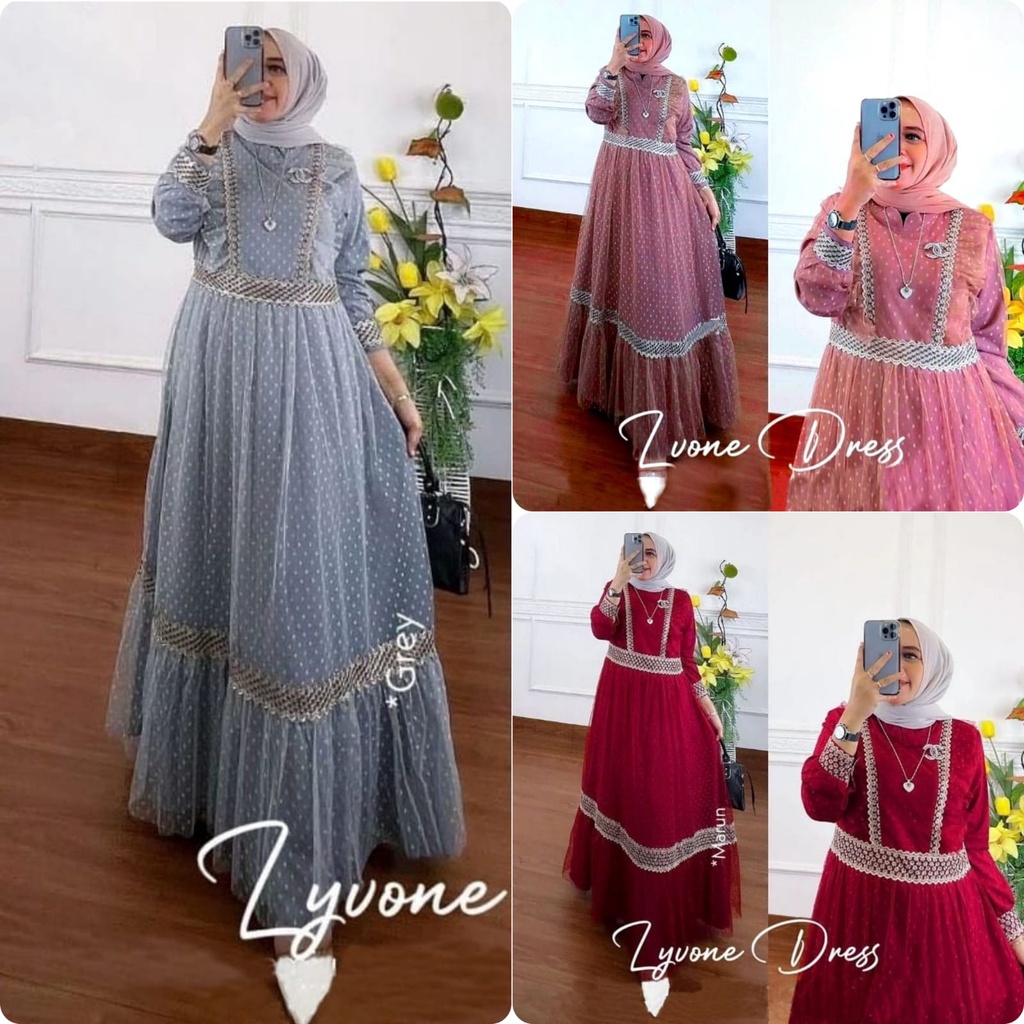 MAXY LYVONE FASHION MUSLIM PAKAIAN WANITA DRESS GAMIS MAXI TILE DOT MR