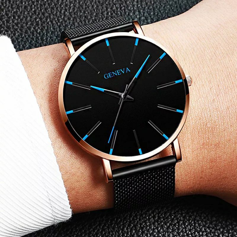 Jam Tangan Pria 2020 Mewah Pria Elegan Ultra Tipis Watch Pria Bisnis Stainless Steel
