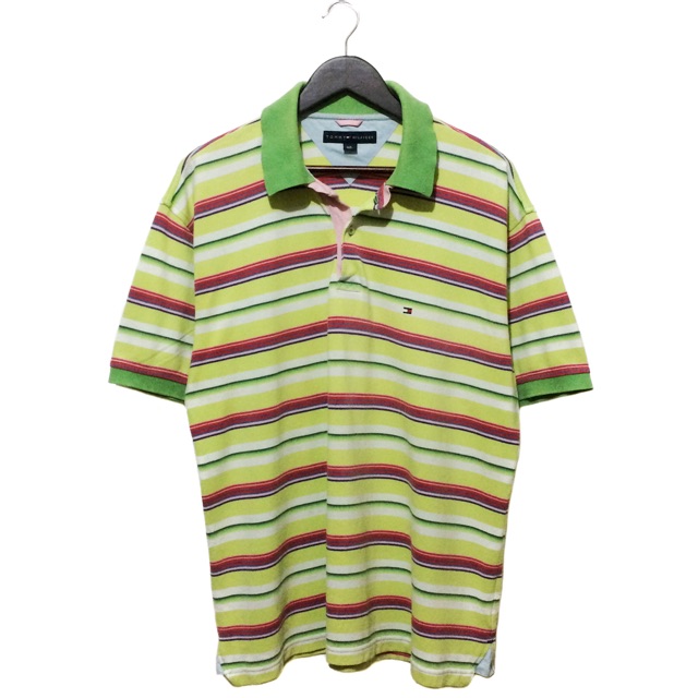 Vintage Tommy  Hilfiger  Stripe Polo  Shirt Shopee Indonesia