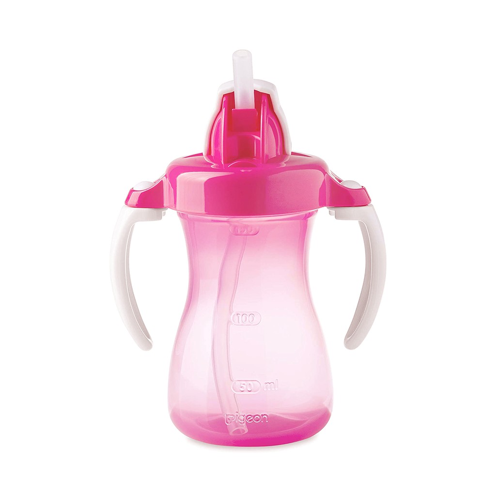 Pigeon Petite Straw Bottle Botol Minum Sedotan Bayi 9+ Bulan Pink Merah Muda 150ml