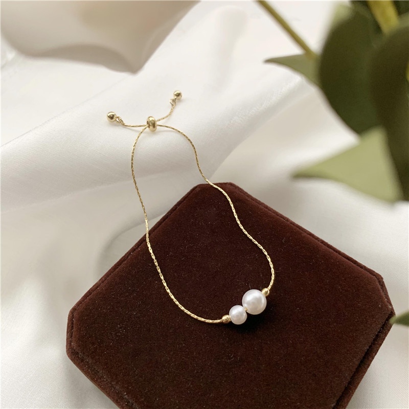 Gelang Serut titanium emas wanita berlian fashion wanita korea gelang tangan mutiara rantai Xuping bracelet aksesoris