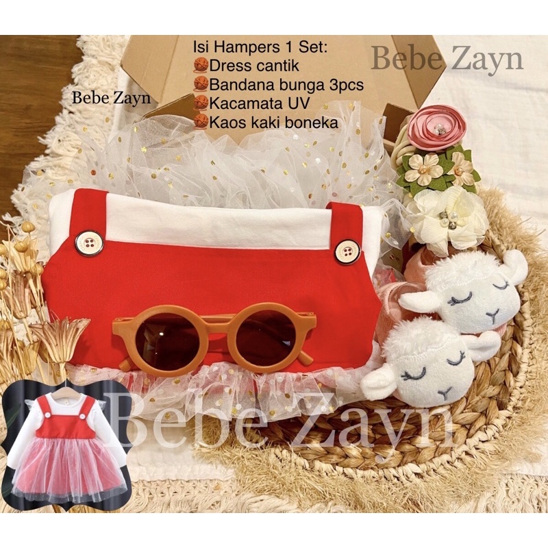 {BEBE ZAYN} Hampers baby/ hampers bayi/ baby gift/ kado bayi/ baby newborn/ Baby Girl/ Flowery Dress Set-Barbara Blinks Red