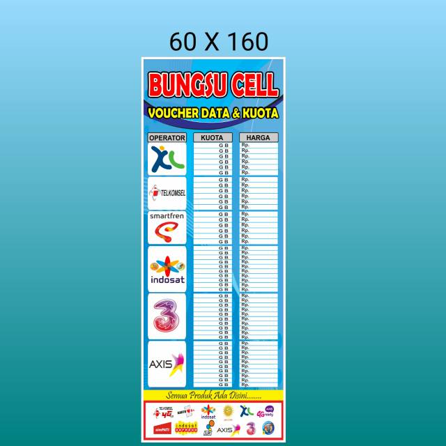 Banner spanduk konter paket data ukuran 60 X 160