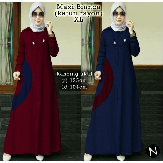 cn 6671 maxi bianca dress terusan wanita murah hijab
