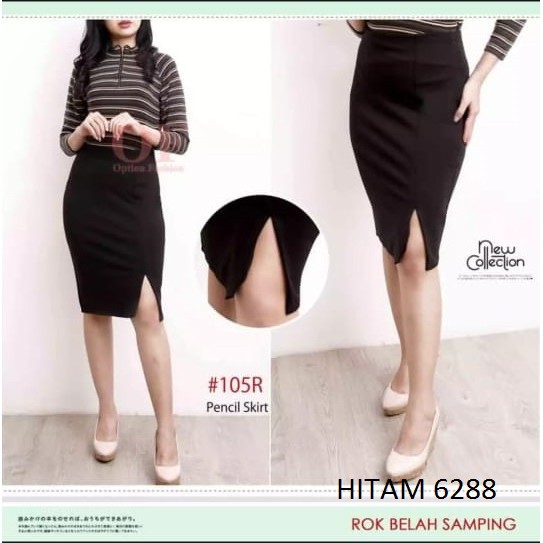 Rok Pencil Skirt / Pensil Skirt / Rok Pensil / Rok Midi Wanita/ Sleting (Zipper) Belah Depan