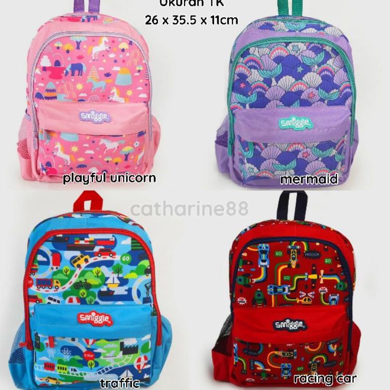 CAF.19Au22ᴶ ▫ Ransel TK Junior Smiggle Unicorn Ice Cream Rainbow Space Sport Tas Sekolah Anak Spider