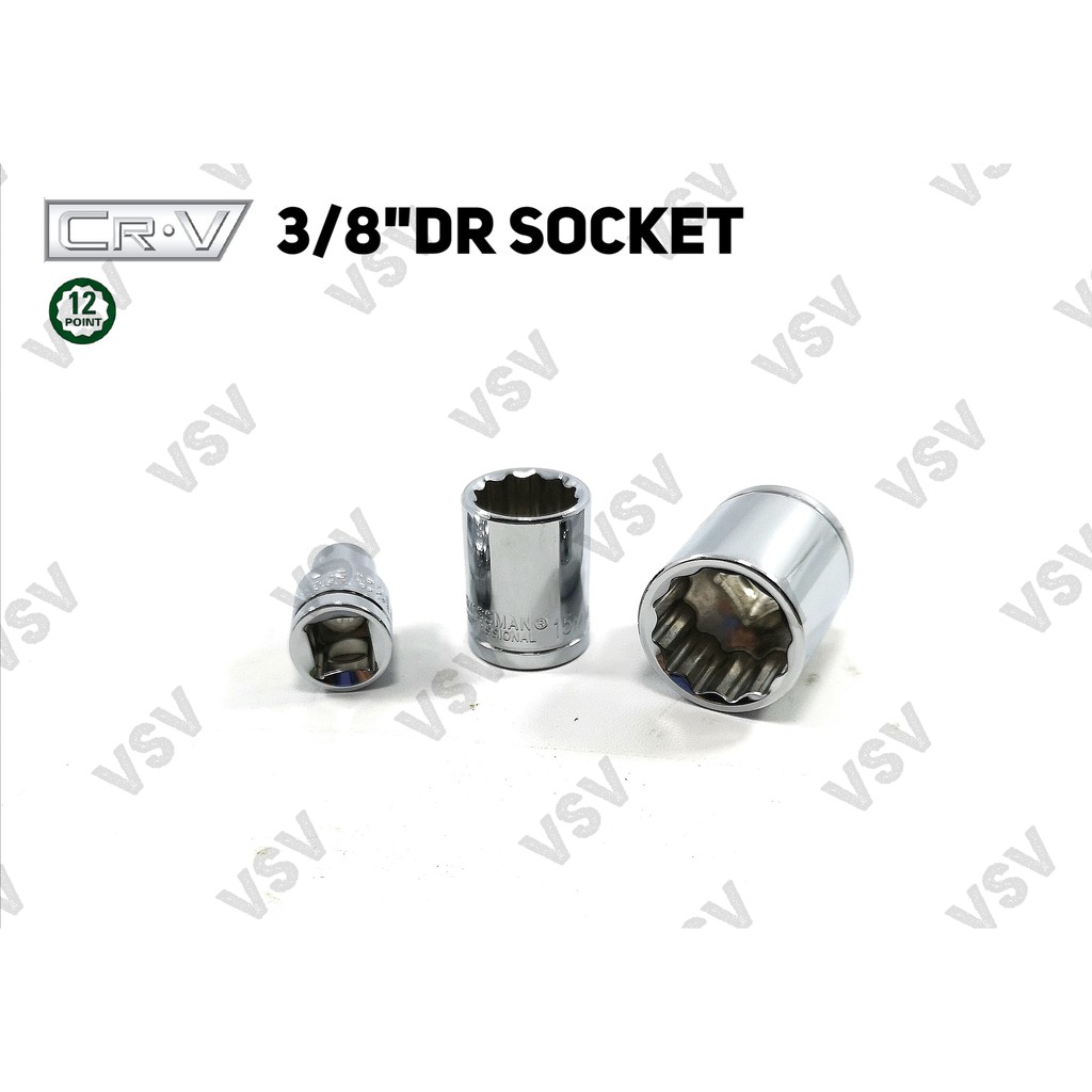 Gestar 3/8&quot;DR kunci Sok 9mm 12PT Kunci Sock Kunci Shock Socket