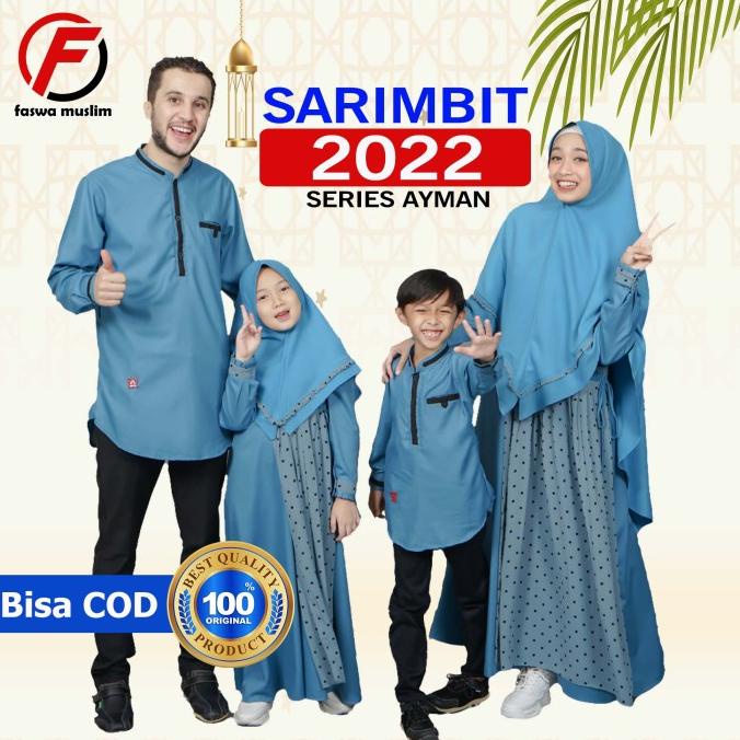 Baju Gamis Muslim Couple Sarimbit Keluarga Ayah Ibu Anak Warna Biru